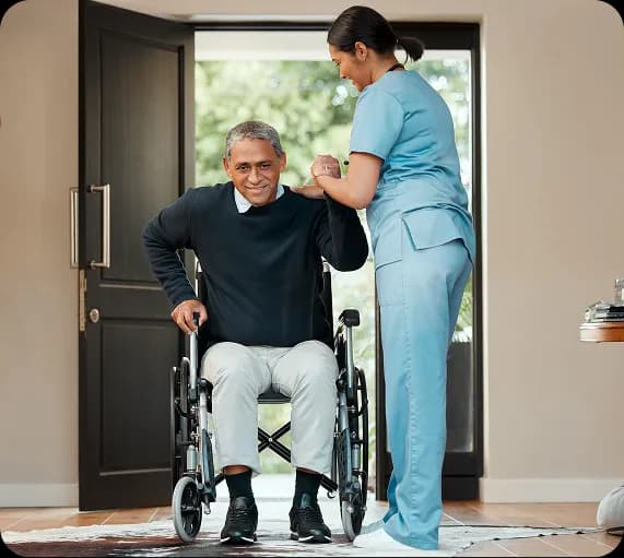 Healthcare professional with patient